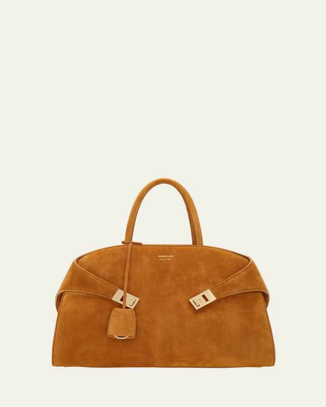 Medium Hug Suede Top-Handle Bag